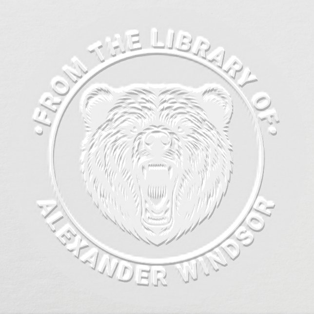 Bear Head Baring Teeth #2 Library Book Name Embosser (Design)