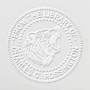 Bear Head Baring Teeth Library Book Name #2 Embosser