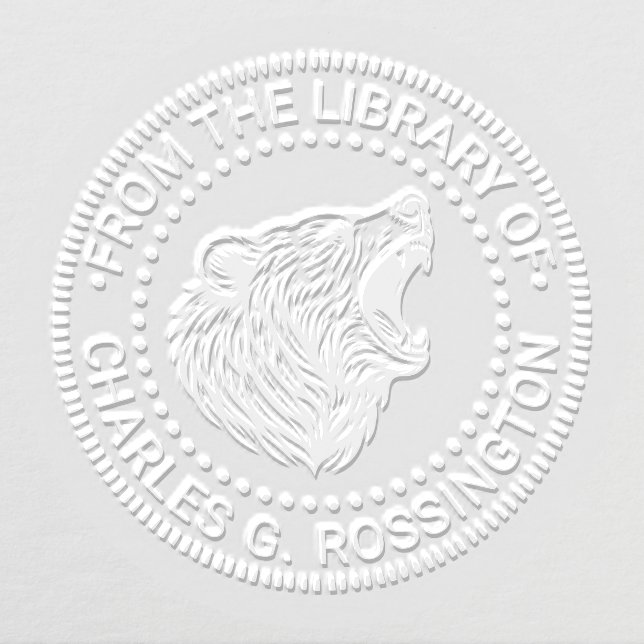 Bear Head Baring Teeth Library Book Name #2 Embosser (Design)
