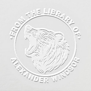 Bear Head Baring Teeth Library Book Name Embosser