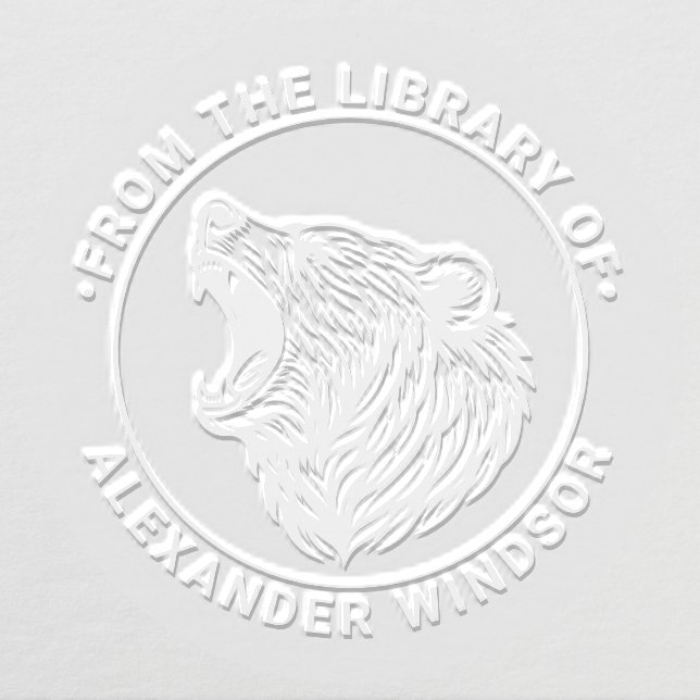 Bear Head Baring Teeth Library Book Name Embosser (Design)
