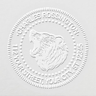 Bear Head Baring Teeth Name Return Address Embosser