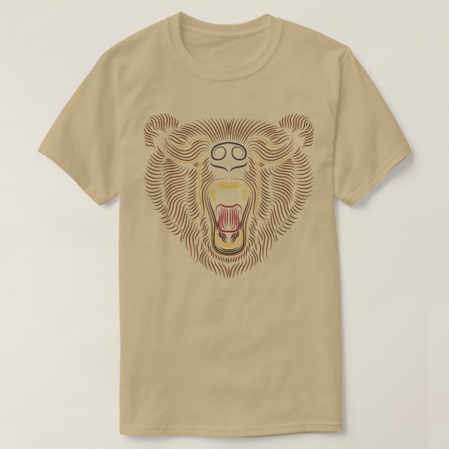 Bear Head Line Art Grapic Animal Drawing T-Shirt (Design Front)