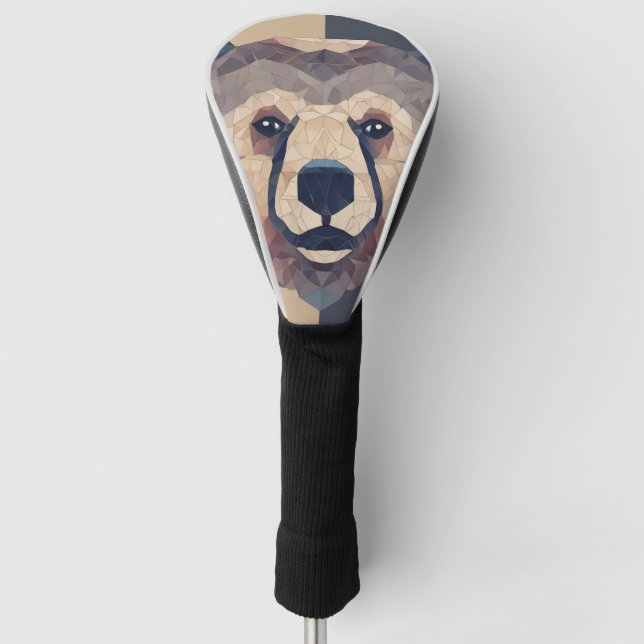 Bear Head Low Poly Design Golf Head Cover (Front)
