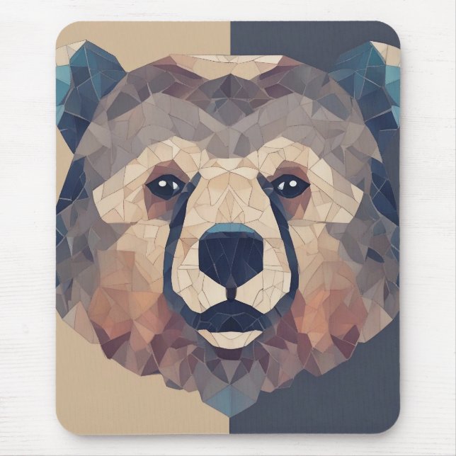 Bear Head Low Poly Design Mouse Pad (Front)