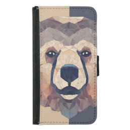 Bear Head Low Poly Design Samsung Galaxy S5 Wallet Case