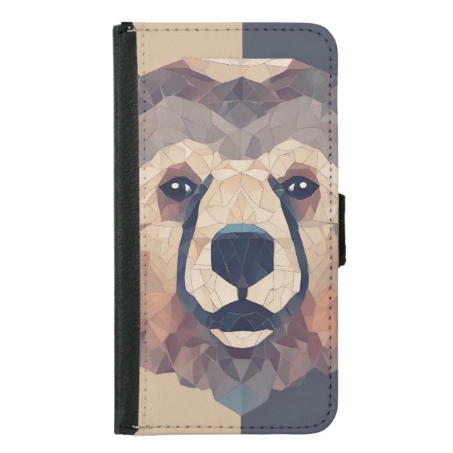 Bear Head Low Poly Design Samsung Galaxy Wallet Case (Front)