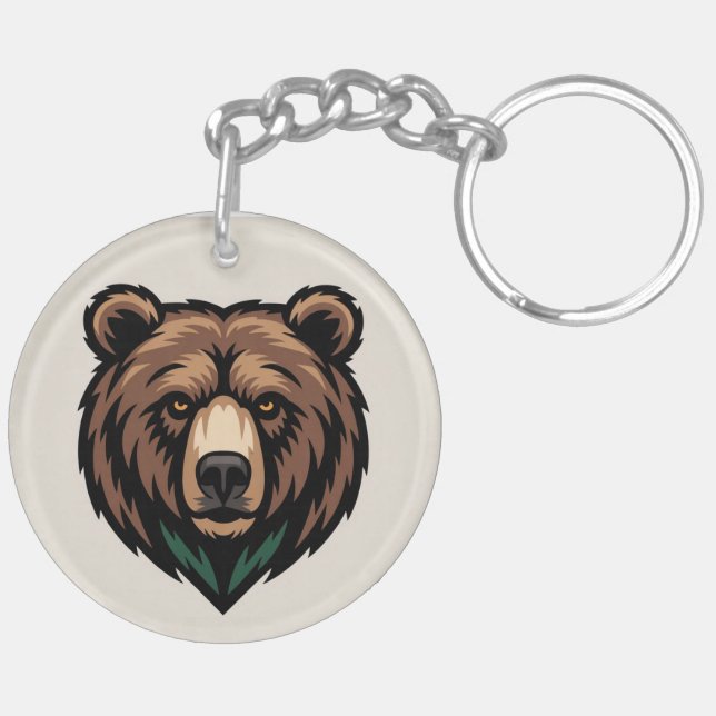 Bear Head Minimalist Keychain Design  (Back Left)