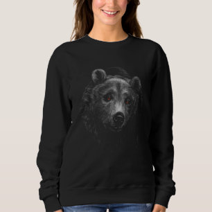 Bear Head Portrait Black Background Theme Animal Sweatshirt