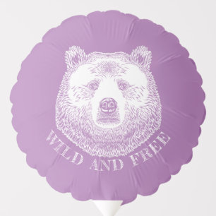 Bear Head, Wild And Free, Hand Drawn Illustration Balloon