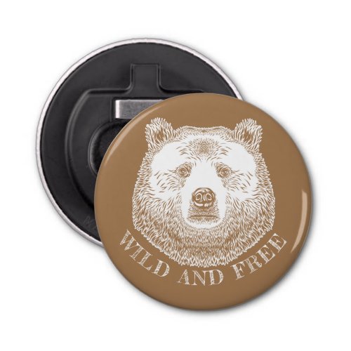 Bear Head Wild And Free Hand Drawn Illustration Bottle Opener