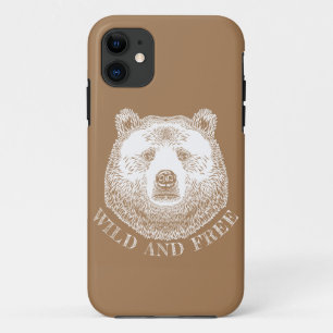 Bear Head, Wild And Free, Hand Drawn Illustration iPhone 11 Case