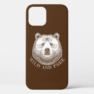 Bear Head, Wild And Free, Hand Drawn Illustration iPhone 12 Case