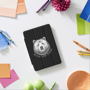 Bear Head, Wild And Free, Hand Drawn Illustration iPad Mini Cover
