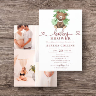 Bear Heart Calligraphy Photo Baby Shower Flyer