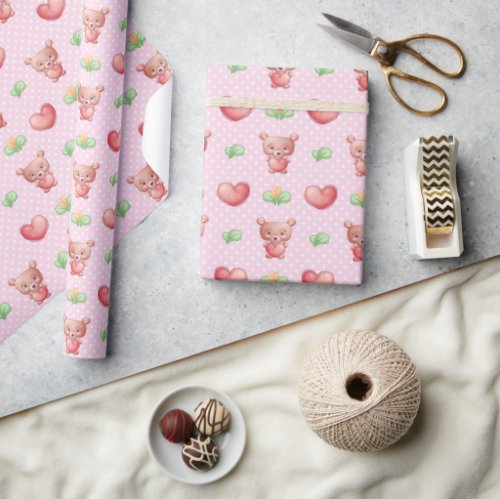 Bear Heart Collection _ Pink Wrapping Paper