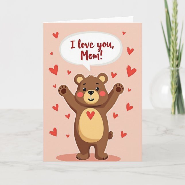 Bear Heart Mom Love You Card (Front)