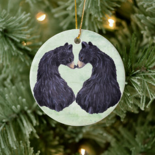 Black Bear Big Game Hunting Heart Love Wood Christmas Tree Holiday Ornament