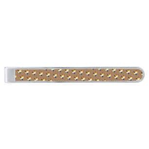 Bear Heart Pattern Silver Finish Tie Bar
