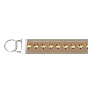 Bear Heart Pattern Wrist Keychain