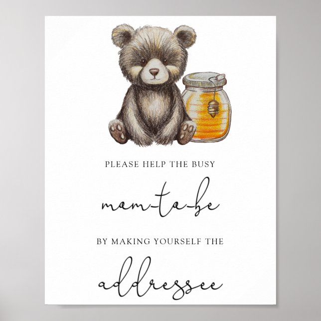 Bear - Help the Busy Mom-to-Be Address an Envelope Poster (Front)
