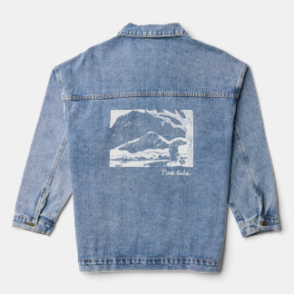 Bear Hiker at Mountain Sunset – Whimsical Denim Ja Denim Jacket