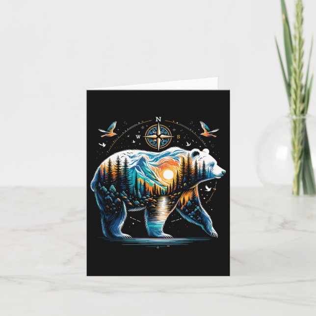 Bear Hiking Grizzly Bear Camping Camper  Card (Front)