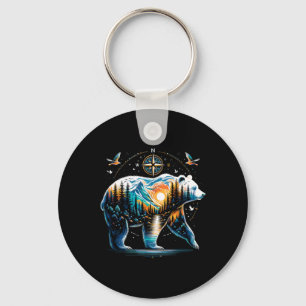 Bear Hiking Grizzly Bear Camping Camper Keychain
