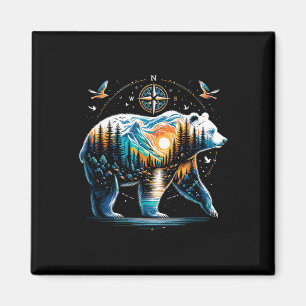 Bear Hiking Grizzly Bear Camping Camper Magnet