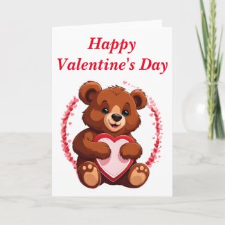Bear Holding a Heart Blank Valentine's Day 