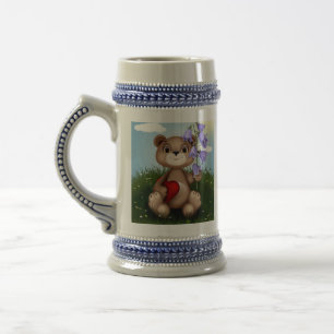 Bear Holding Bouquet Flower-30926 Beer Stein