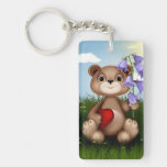 Bear Holding Bouquet Flower-30926 Keychain