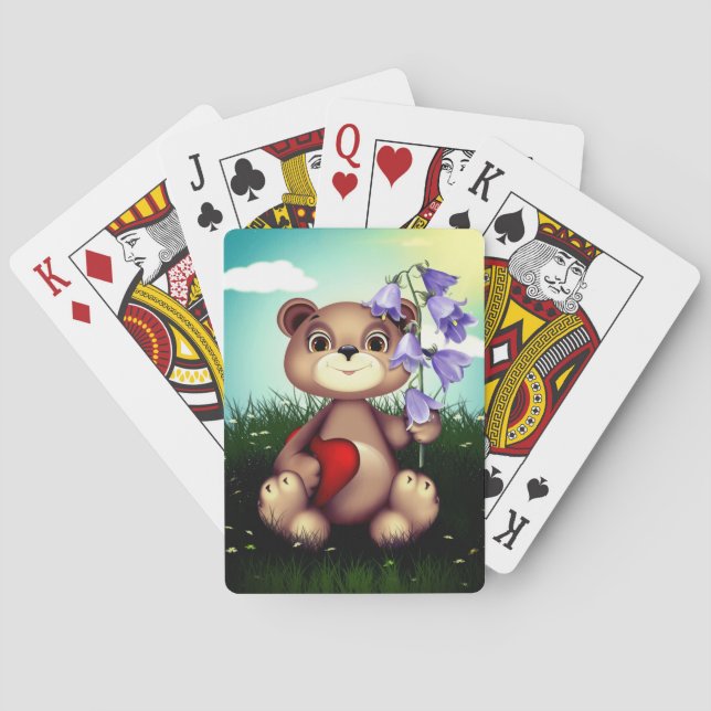 Bear Holding Bouquet Flower-30926 Poker Cards (Back)