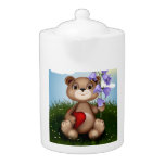 Bear Holding Bouquet Flower-30926 Teapot