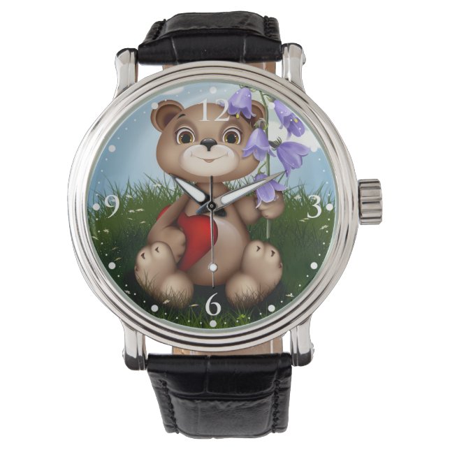 Bear Holding Bouquet Flower-30926 Watch (Front)
