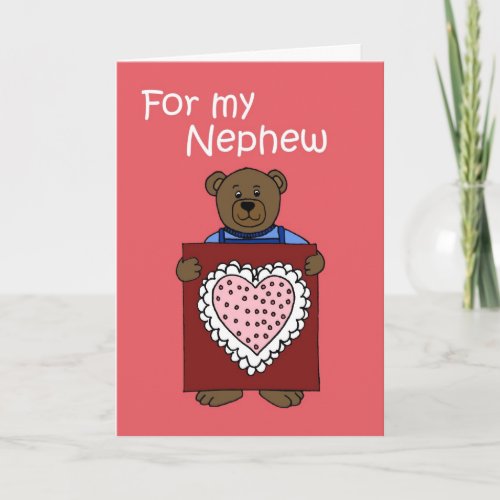 Bear holding in Valentine for Nephew Holiday Card