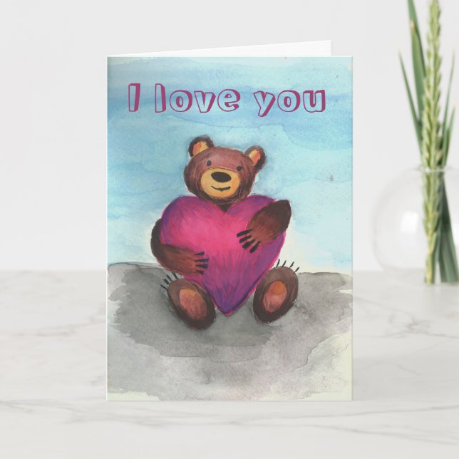 Bear holds heart card (Front)