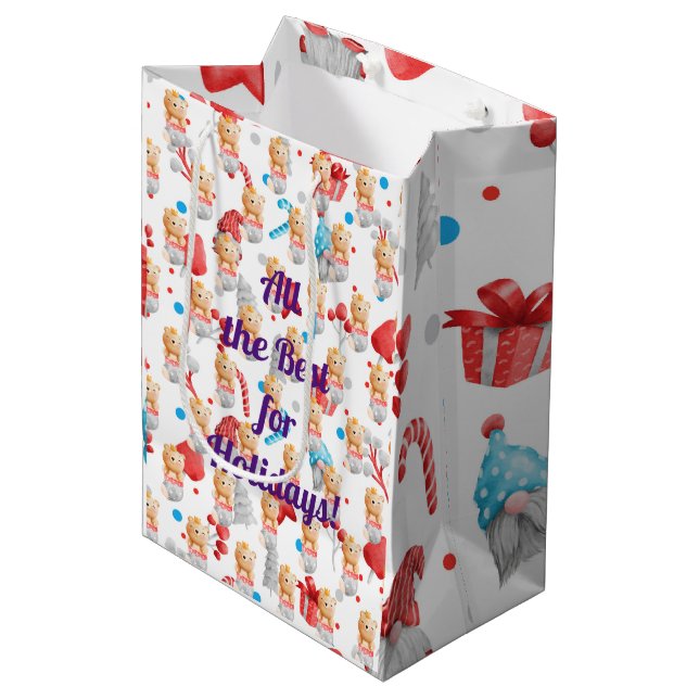 Bear Holidays Customize Medium Gift Bag (Front Angled)