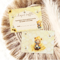 Bear Honey Bee Yellow Baby Shower Diaper Raffle Enclosure Card