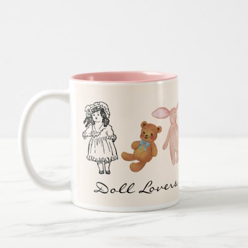 Bear Horse Rabbit Doll Lovers Have More Fun Two_Tone Coffee Mug