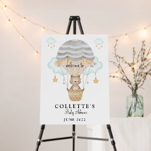 Bear Hot Air Balloon Baby Shower Welcome Foam Board