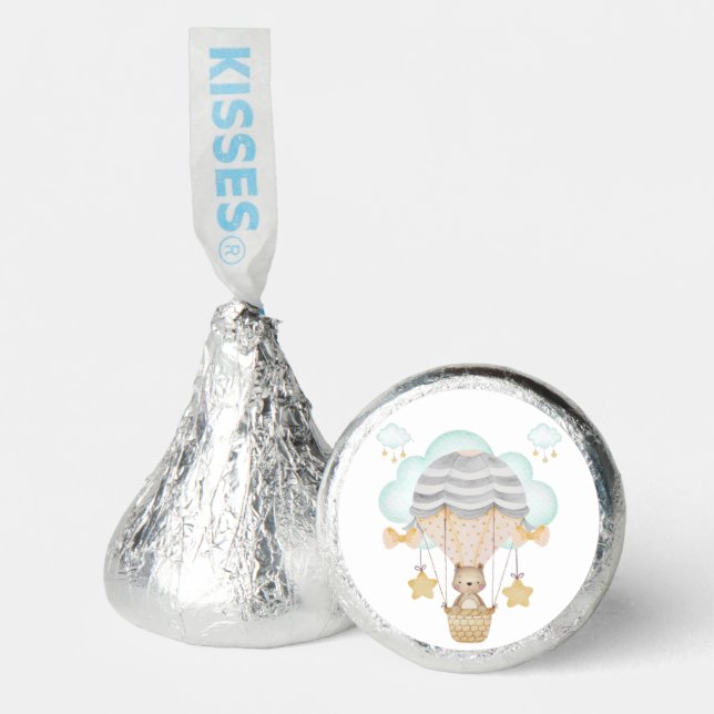 Bear Hot Air Balloons Blue Baby Shower Hershey®'s Kisses® (Front)