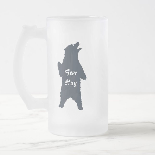 Bear Hug Custom Typography Humor Frosted Glass Beer Mug (Left)