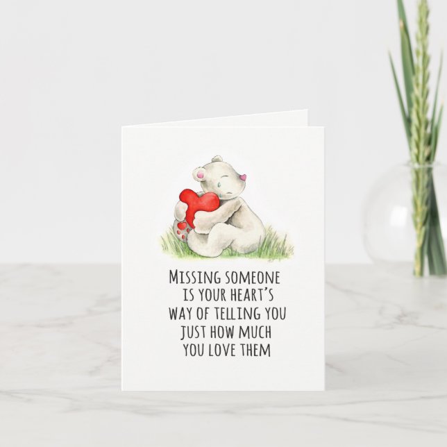 Bear hug heart condolences sympathy card (Front)