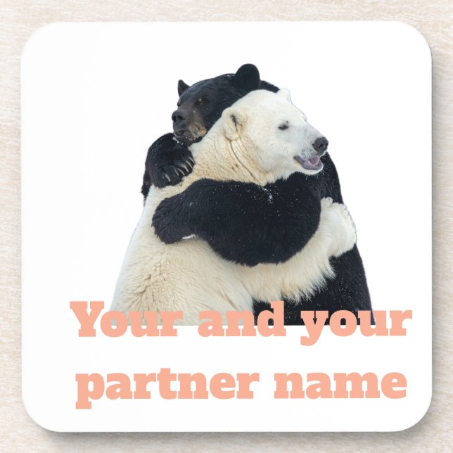 Bear Hug Love (Customizable) Beverage Coaster (Front)