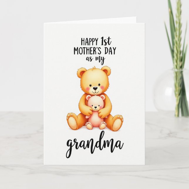 Bear Hug Mothers Day Illustration Card (Front)