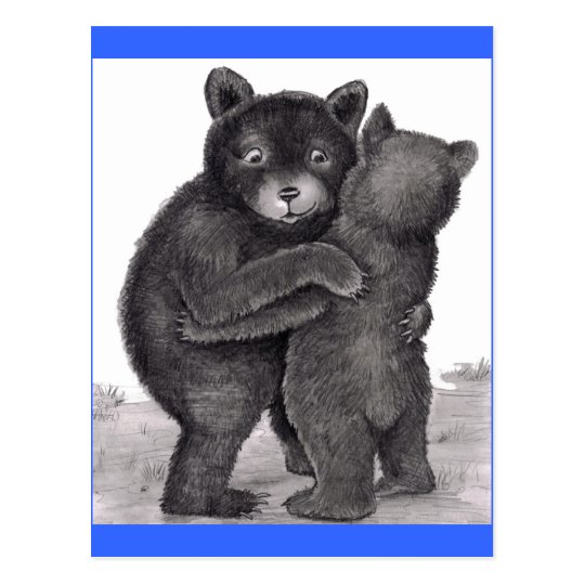 Bear Hug. Two bears hugging out in nature Postcard