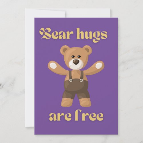 Bear hugs are free    thank you card