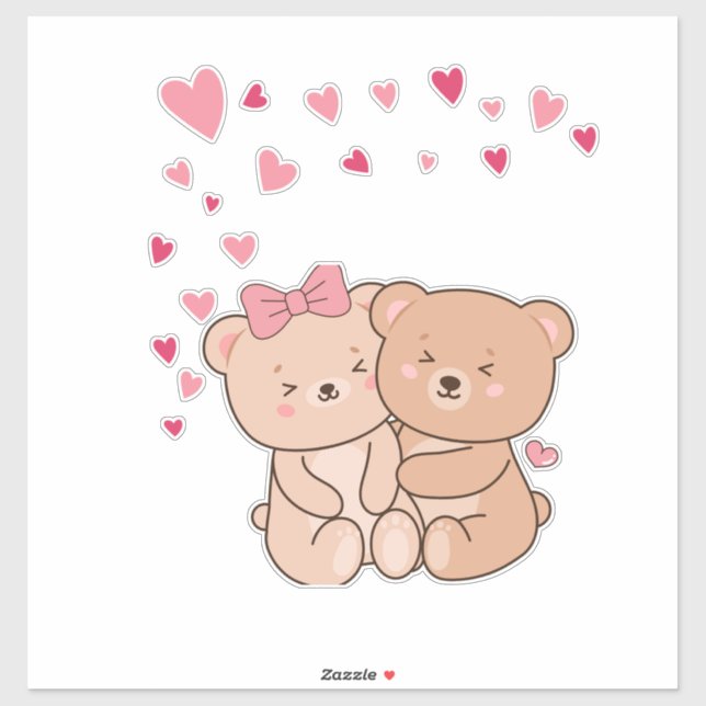 Bear Hugs - Cute Animal Couple Valentine's Day Des Sticker (Sheet)