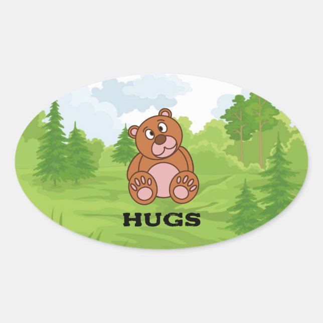 Bear Hugs For You Oval Sticker (Front)